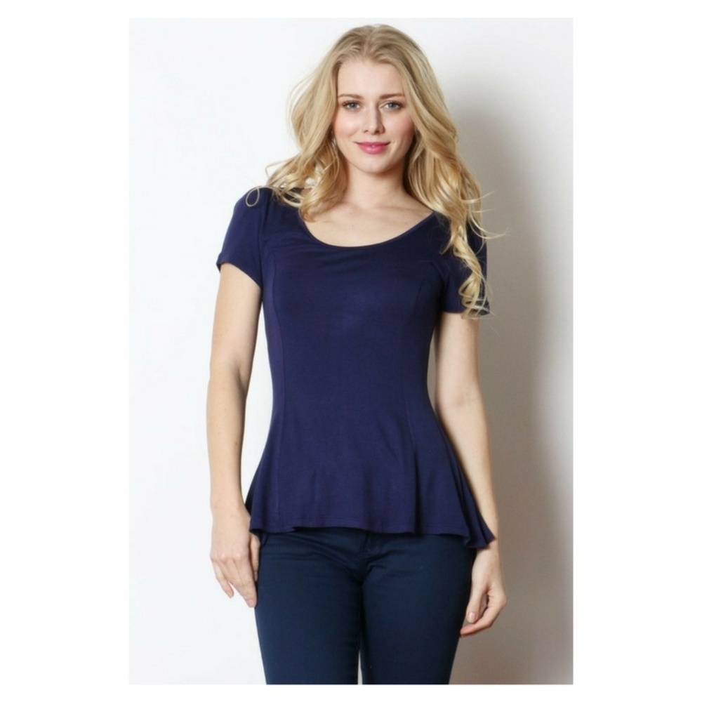 Navy Peplum Tee